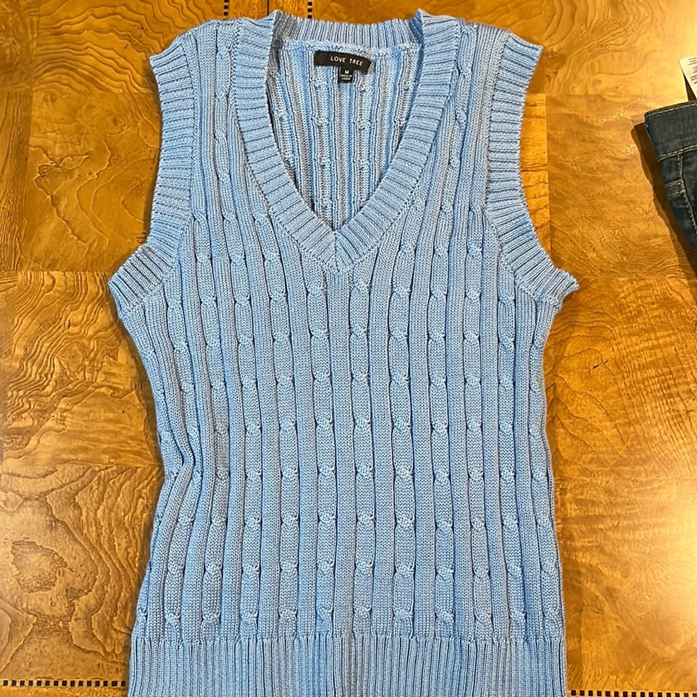 Light blue womens sweater vest